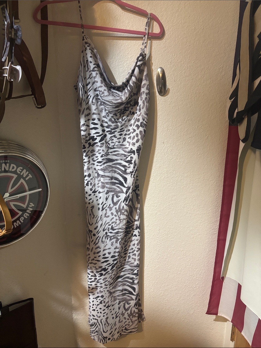 Vici Black and White Animal Print Slip Dress